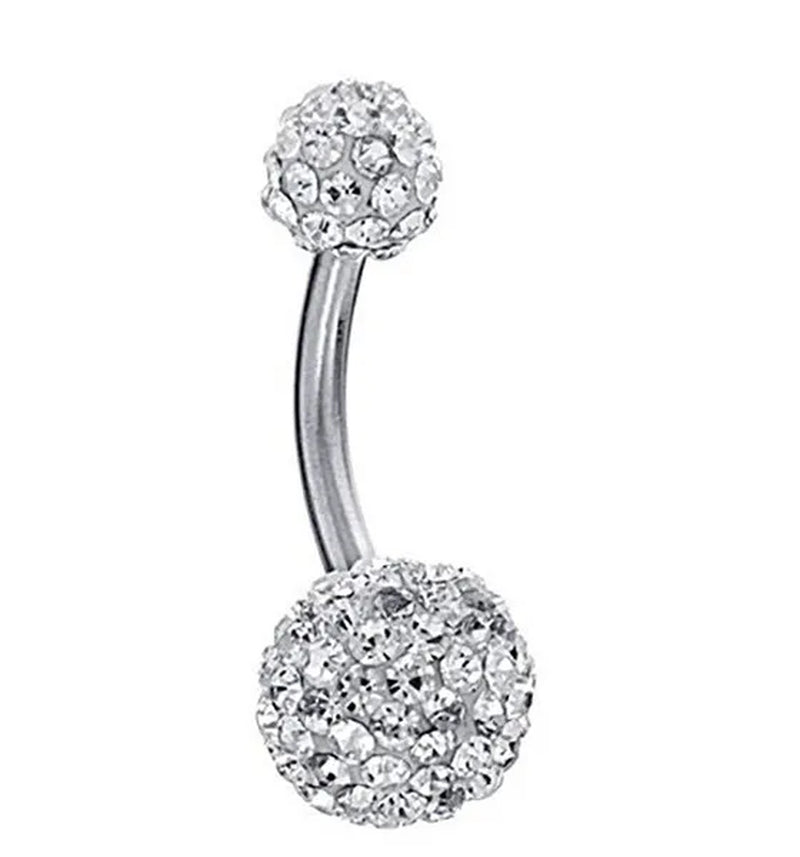 2016 Big Sale 8mm&5mm Crystal Disco Ball Imbue Diamond  316L medical steel material Stainless Steel Belly Button Navel Ring Body Piercing