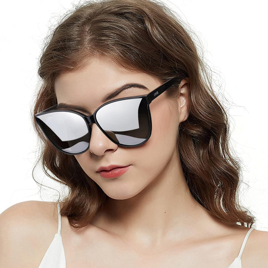 Cat Eyes Sunglasses for Women, Polarized Oversized Fashion Vintage Eyewear for Driving Fishing - 99.99% UV Protection