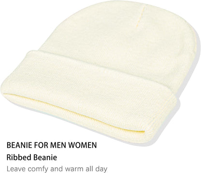 1&2 Pack Beanie for Men Women Slouchy Beanie Hats Winter Knit Caps Soft Ski Hat Unisex