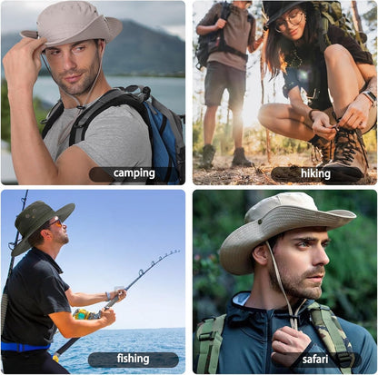 Sun Hat for Men Women UPF 50+ Fishing Hat Wide Brim Bucket Hat with UV Protection Summer Hat for Hiking, Beach, Safari