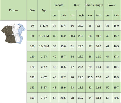 Baby Boy Cotton Linen Shorts Set Solid Color Short Sleeve Button down T-Shirt Tops and Shorts Summer Outfit Clothes