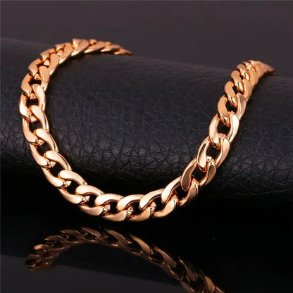 Men Cuban Link Bracelet 18K Stamp Platinum/Rose Gold/Yellow Gold Plated Curb Chain Bracelets
