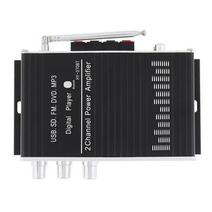 370BT Remote Control Bluetooth 2CH HI-FI High Power Car Audio Amplifier FM Radio Player Support SD / USB / DVD / MP3 for Car Motorcycle Home