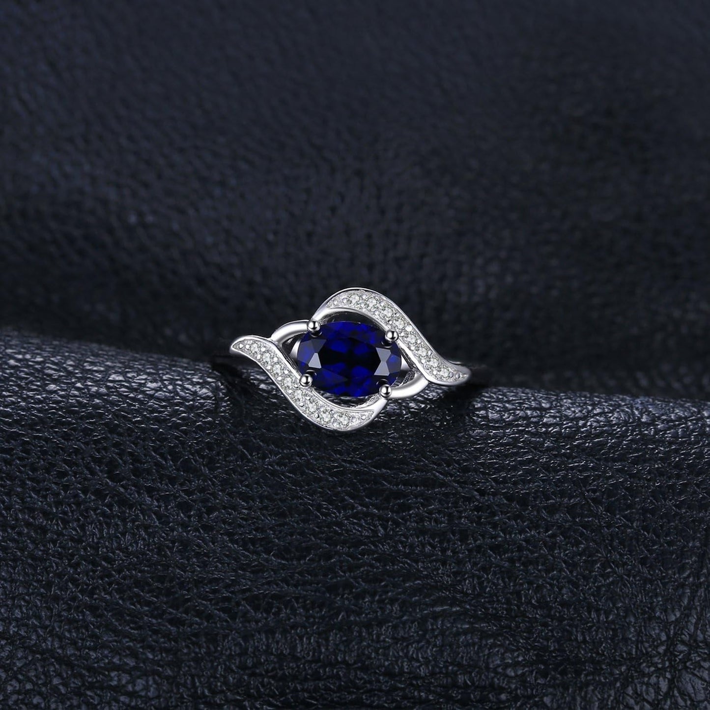 1Ct Oval Created Blue Sapphire Rings for Women, 14K White Yellow Rose Gold Plated 925 Sterling Silver Ring for Girl, Fashion Gemstone Jewelry Sets Promise Rings