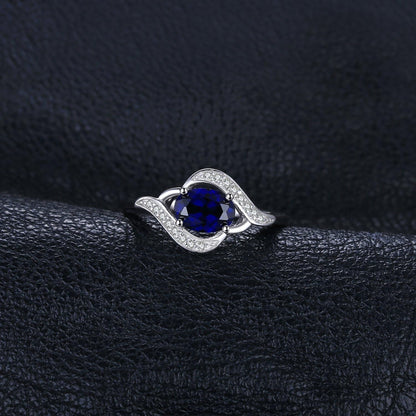 1Ct Oval Created Blue Sapphire Rings for Women, 14K White Yellow Rose Gold Plated 925 Sterling Silver Ring for Girl, Fashion Gemstone Jewelry Sets Promise Rings
