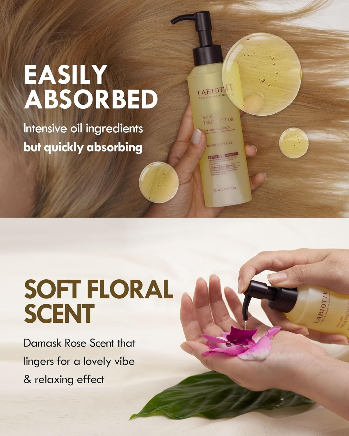 Silk Oil Hair Treatment for Repair, Frizz Control & Shine - with Jojoba Oil for Dry, Damaged Hair Growth - 5.07 Fl Oz