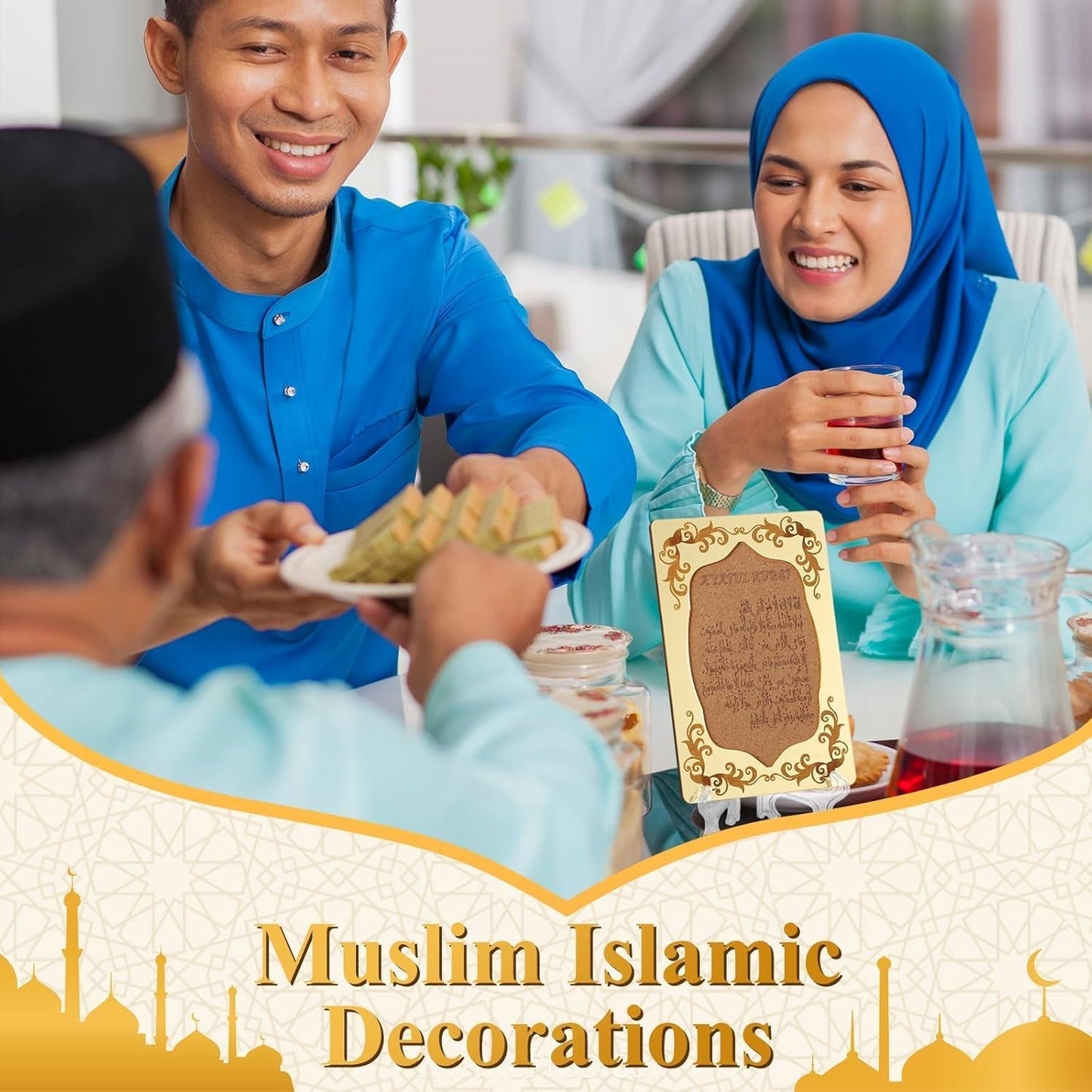 12 Pcs Eid Gifts for Women Ayatul Kursi Islamic Party Favors Gifts Ramadan Muslim Wedding Table Art Room Party Decoration with Clear Stand and Gift Boxes(Wood)