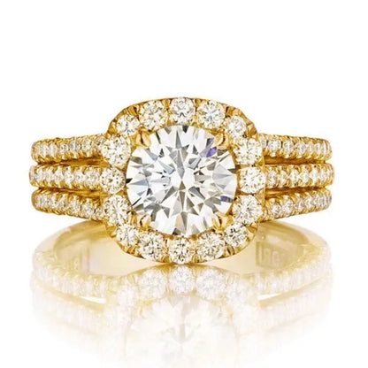 Women Wedding Diamond Ring 18K Gold Micro Pave Diamond Rings for Engagement Ring Jewelry