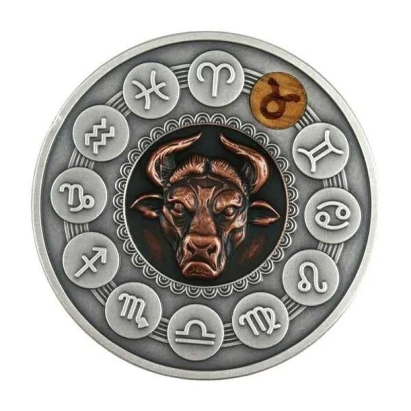Zodiac 12 Constellation Relief Painting Commemorative Coins Replica Collectible Souvenir Gift - WORLD TIME VISITS