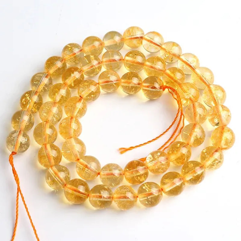 1pcs Natural Citrines Yellow Crystal Quzrtz Round Beads for Jewelry Making 15'' Strand DIY Bracelet 4mm 6mm 8mm 10mm