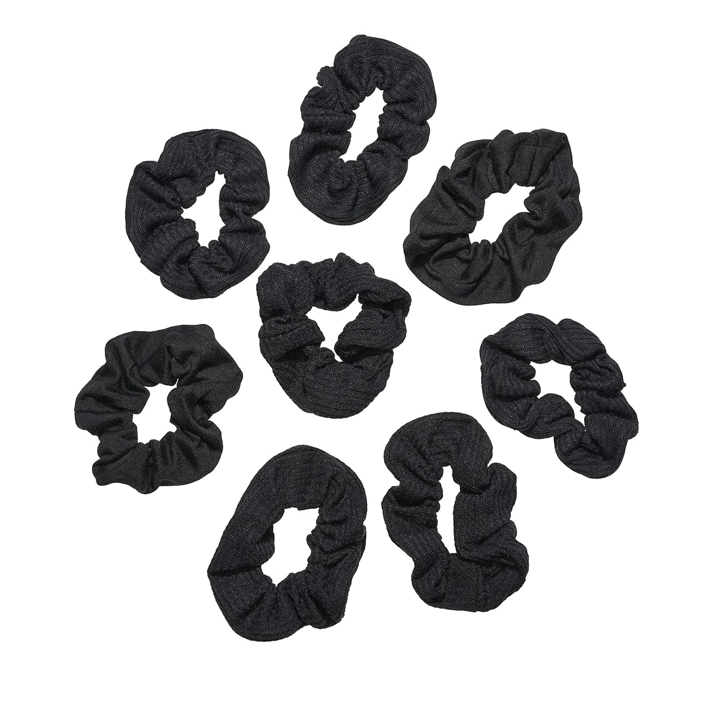 Ouchless Scrunchie, Black, 8 Count (Pack of 1)