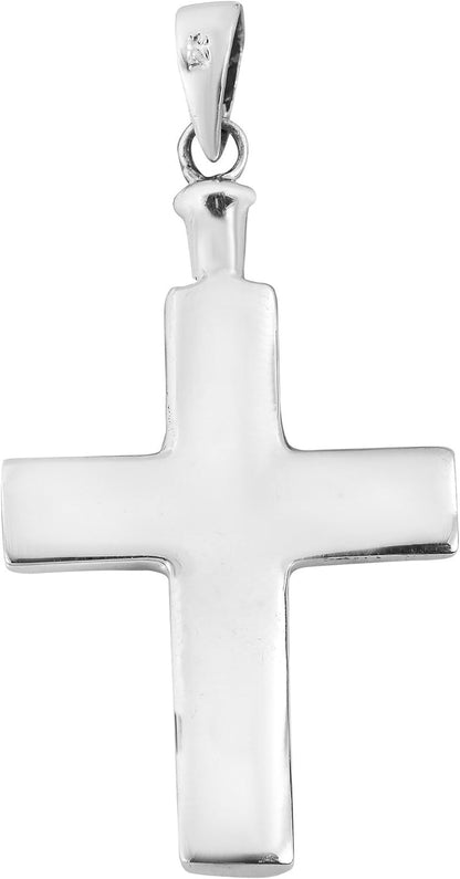 Christian Cross White Mother of Pearl Inlay .925 Sterling Silver Pendant | Mother of Pearl Christian Cross Pendant for Women | DIY Cross Charm