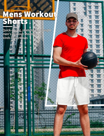 2 Pack Mens Athletic Shorts 5 Inch Inseam Workout Gym Running Shorts for Men Quick Dry Lightweight Summer Shorts