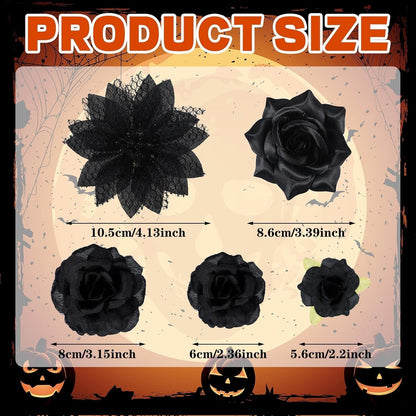 21 Pcs Flower Hair Clip Rose Hair Clips Barrettes for Women Flower Accessories Boho Bride Claw Clip Hairpin Brooch Pin Headpiece for Wedding(Black)