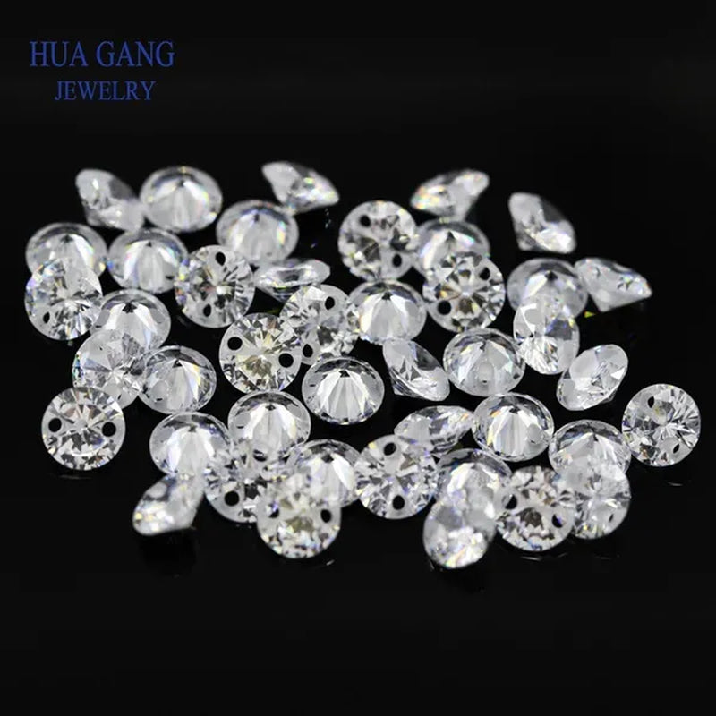 Double Holes Beads Cubic Zirconia Stones AAAAA White Cubic Zirconia Stone Loose Zircon Stone DIY Jewelry Beads