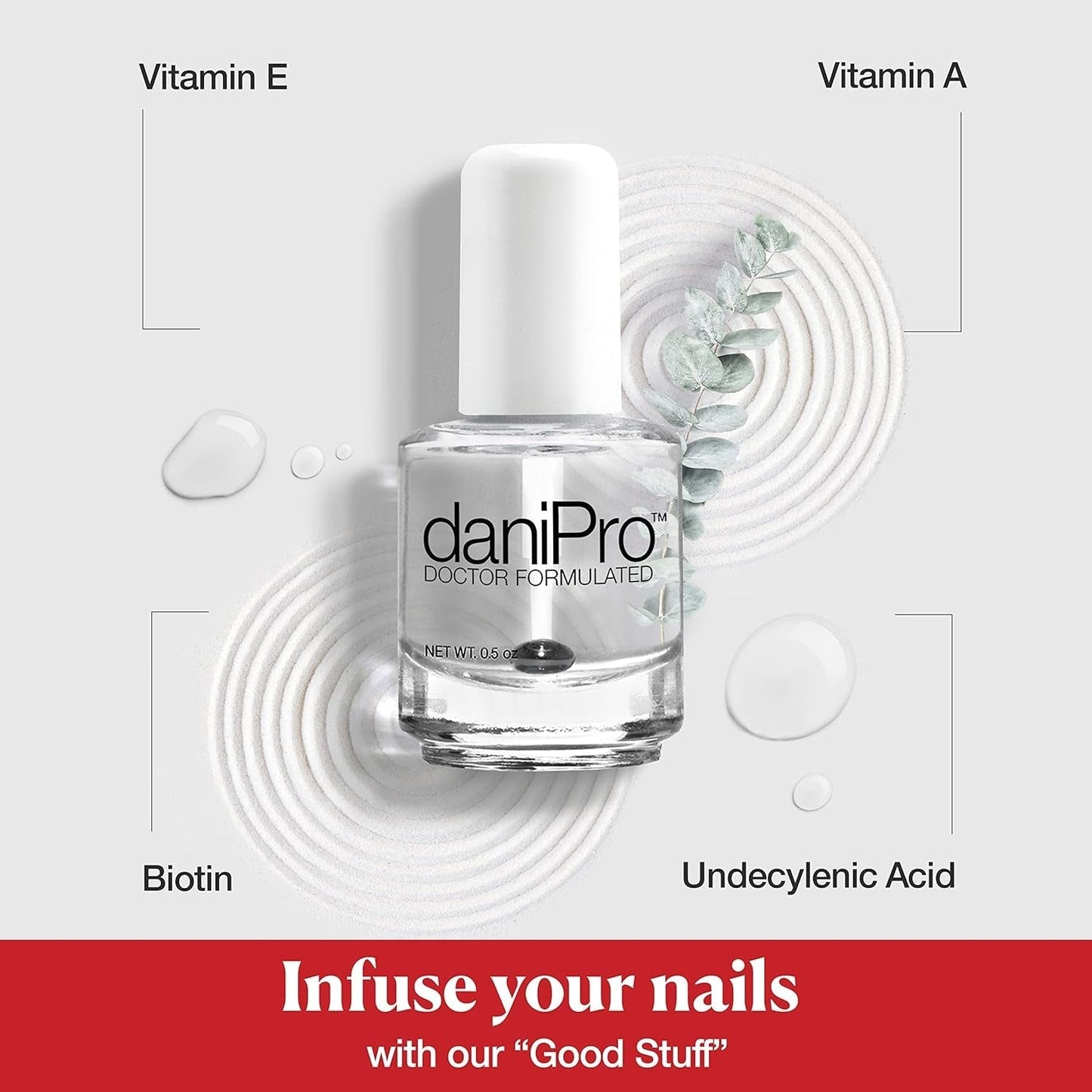 Doctor-Formulated Clear Base Coat Nail Polish, 0.5 Oz - Base Coat Nail Polish with Undecylenic Acid, Vitamins & Biotin - Nail Base Coat for Stronger, Healthier Nails, Manufactured in the USA