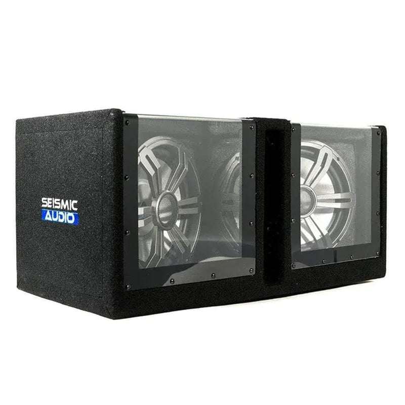 SA-PGSV10LED - Dual 10 Inch Vented 1000 Watt Car Audio Subwoofer Box with LED Lights & Plexiglass Window - WORLD TIME VISITS
