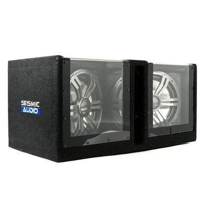 SA-PGSV10LED - Dual 10 Inch Vented 1000 Watt Car Audio Subwoofer Box with LED Lights & Plexiglass Window - WORLD TIME VISITS