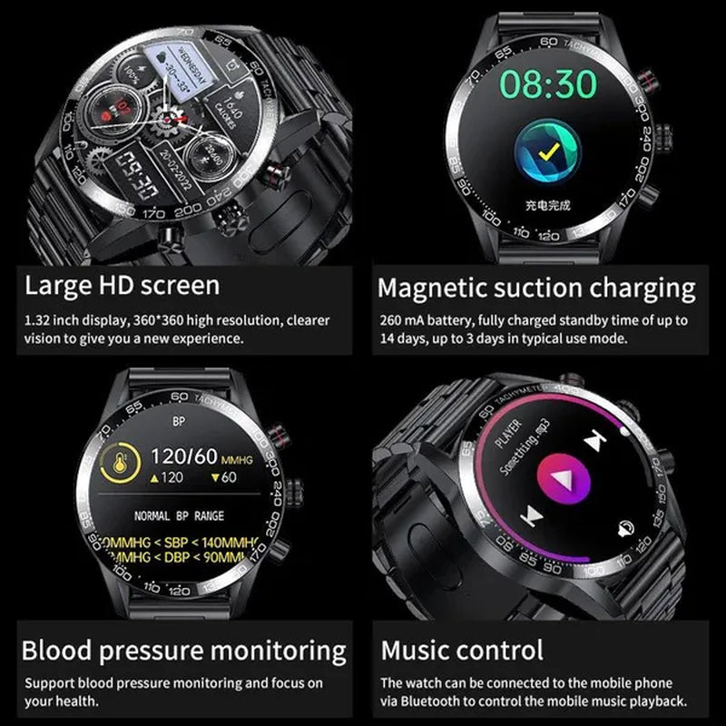 LIGE Newest Bluetooth Call Smart Watches for Men Sports Fitness Tracker Waterproof Smartwatch Large HD Screen Health Bracelet Montre Connecter - WORLD TIME VISITS