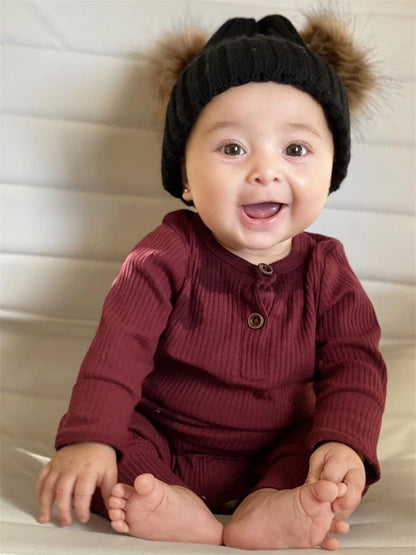 Baby Boy Girl Solid Color One Piece Romper Jumpsuit Outfits Clothes