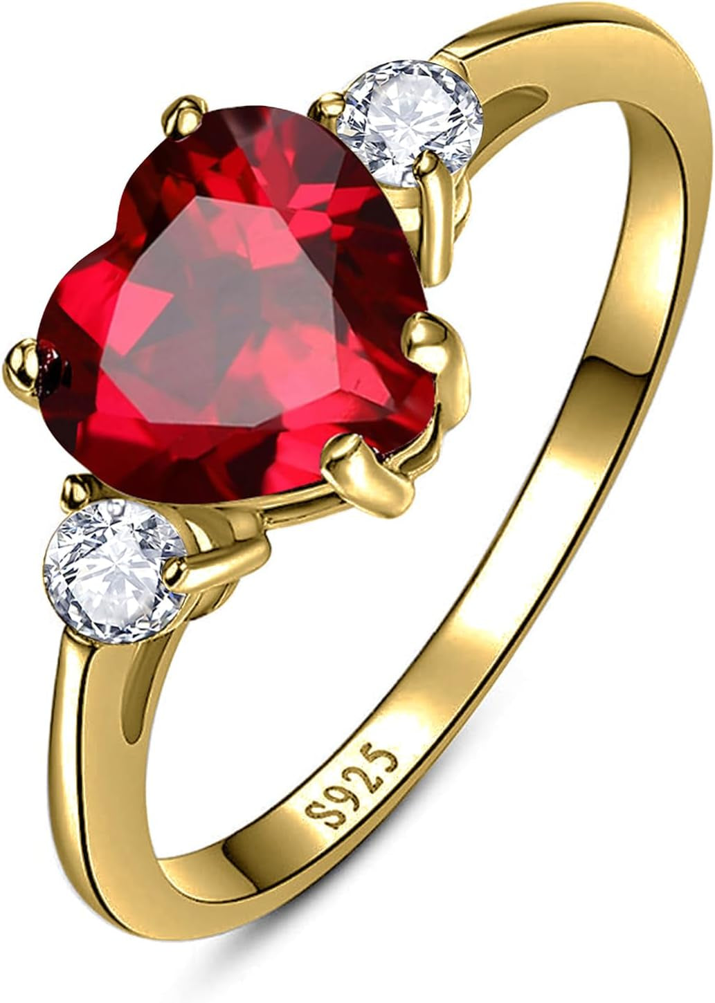 2.25Ct Created Gemstone Ring for Women 925 Sterling Silver Heart Cut 8 * 8Mm Cubic Zirconia Birthstone Ring for Engagement Anniversary Size 5-10 - WORLD TIME VISITS