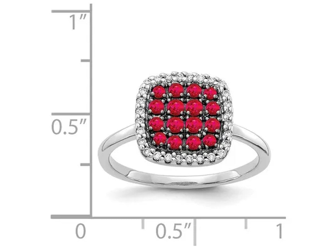 2/5 Carat (Ctw) Natural Ruby Cluster Ring in 14K White Gold