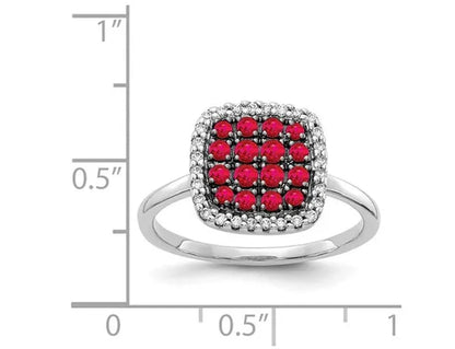 2/5 Carat (Ctw) Natural Ruby Cluster Ring in 14K White Gold