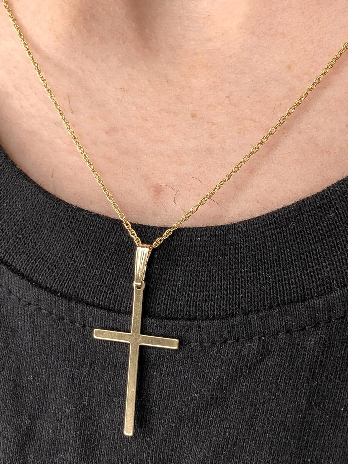 Cross Crucifix Religious Pendant, 1/20 14K Yellow Gold, 1.33 Inch Length, Solid Metal, Unisex, Made in USA