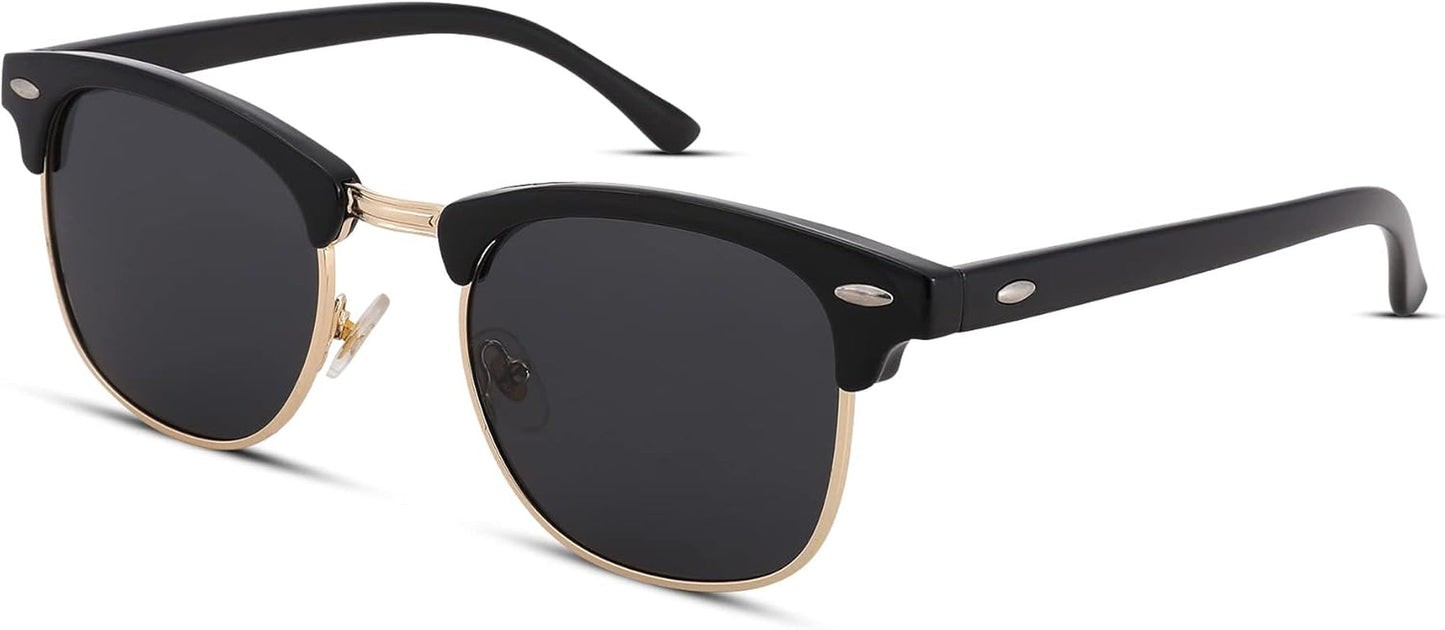 Semi-Rimless Polarized Sunglasses UV 400 Protection for Women Men