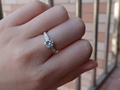 2016 Brand Female Fashion Ring 1Ct Cz Diamond Ring 925 Sterling Silver Ring Engagement Wedding Band Ring for Women Finger Ring RW1219