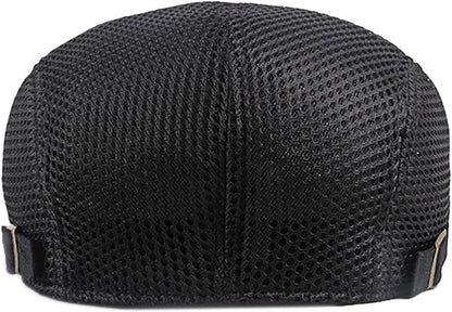 Mens Breathable Mesh Summer Hat Adjustable Newsboy Beret Ivy Cap Cabbie Flat Cap