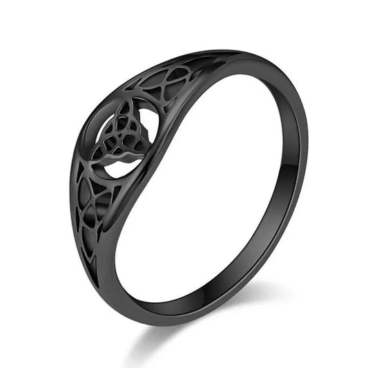 Women Men Viking Celtic Triquetera Knot Ring Titanium Stainless Steel Hollow Out Eternity Eternal Irish Celtic Knot Rings Engagement & Wedding Band US Size 6-11 Silver / Black / Rose Gold - WORLD TIME VISITS