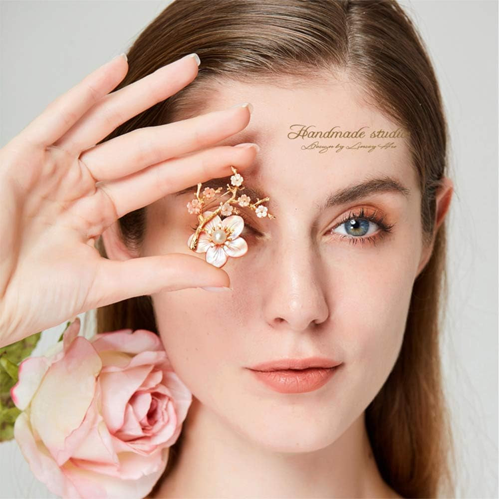 (XZ2020-3)  Brooches for Women with Crystal, Pink Flower, Rhinestone Brooches Pins Elegant Jewelry Blossom Fashionable Gifts Ladies Bouquet Brooches Pin for Birthday, Party, New Year, Wedding