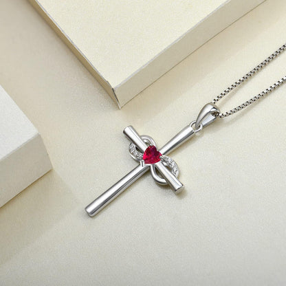 Infinity Cross Necklace Sterling Silver Crucifix Pendant Gemstones Criss Jewelry for Women