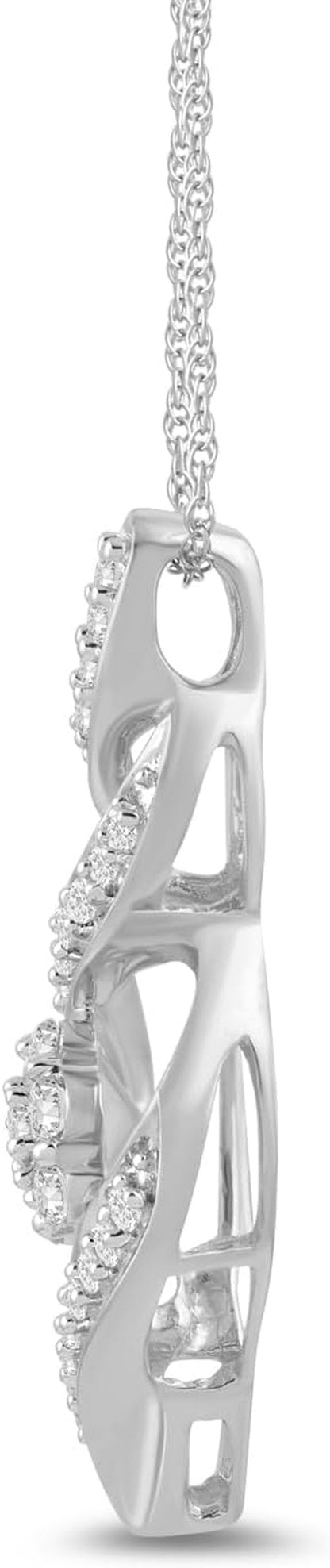 Amazon Essentials 10K Diamond Twist Pendant Necklace (1/4 Cttw) (Previously )
