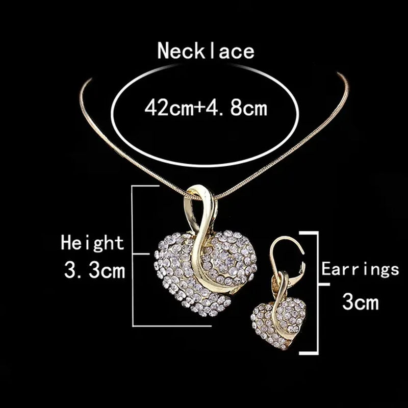 Heart Jewelry Set Necklace Earings Women Dress Accessories Fine Sapphire Ruby Vintage Crystal Wedding Sets
