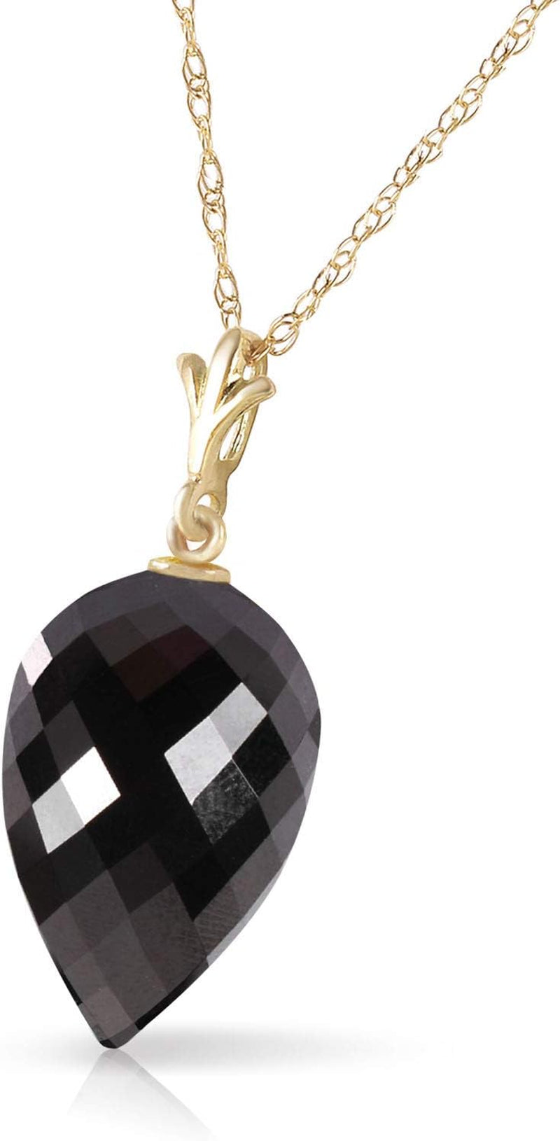 14K Gold Necklace with Natural Pointy Briolette Drop Black Spinel Pendant