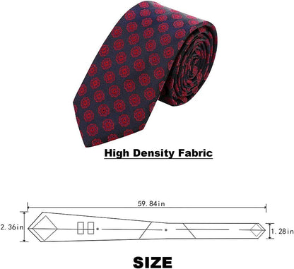 4 Packs Skinny Neckties for Men Boys, 2.35'' Wide Slim Ties in Different Textured Style Mixed Set