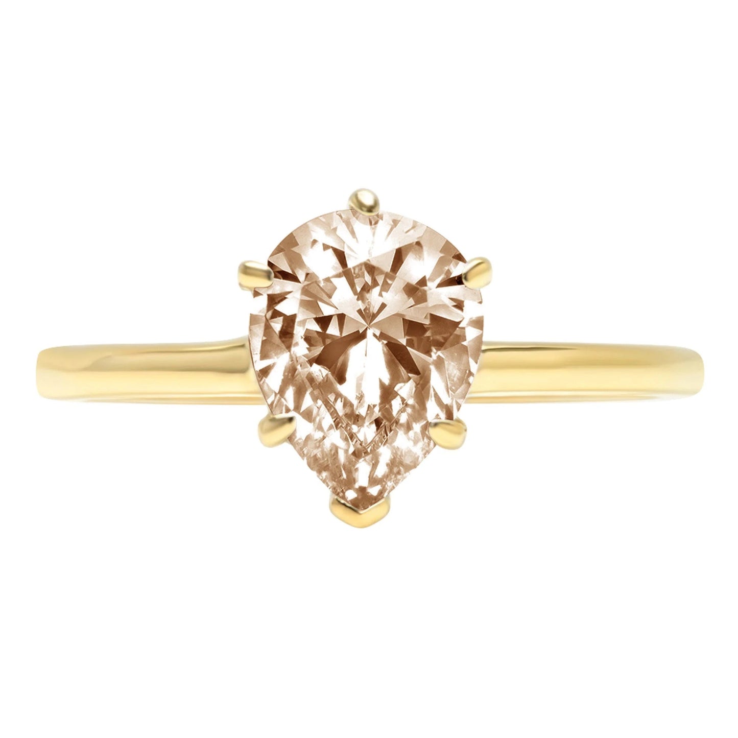 2.0Ct Pear Cut Champagne Simulated Diamond 14K Yellow Gold Anniversary Engagement Ring Size 8.75