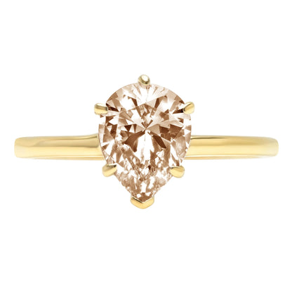 2.0Ct Pear Cut Champagne Simulated Diamond 14K Yellow Gold Anniversary Engagement Ring Size 8.75