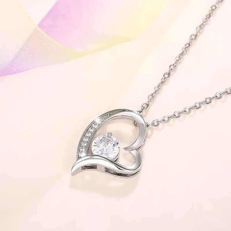 Delicate Ladies Clavicle Necklace Cubic Zircon Heart Pendant Necklace Bridal Wedding Necklace Jewelry