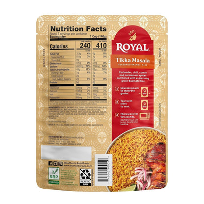 Tikka Masala Basmati Rice - Ready to Heat Basmati Rice - (4 Pack) 8.5 Oz Microwaveable Pouch - WORLD TIME VISITS