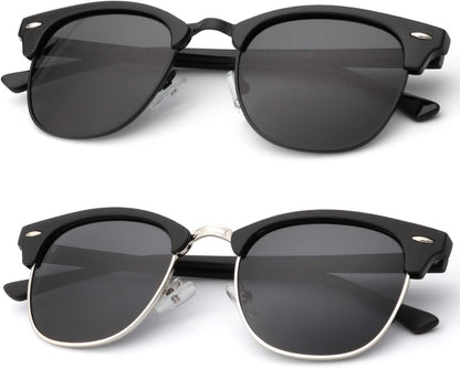 Polarized Sunglasses for Men and Women Semi-Rimless Frame Driving Sun Glasses UV Blocking