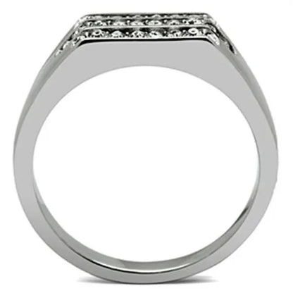 Men's .26 Ct Simulated Diamond High Polished Stainless Steel 316 Ring Size 8-13