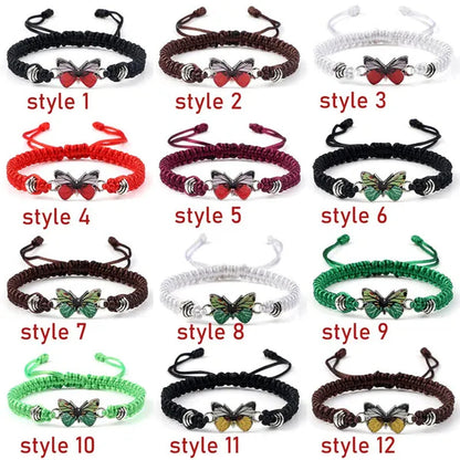 Women Black Woven Rope Bracelet Handmade Multicolor Butterfly Charm Adjustable Bracelets Fashion Friendship Jewelry Girls Gift - WORLD TIME VISITS
