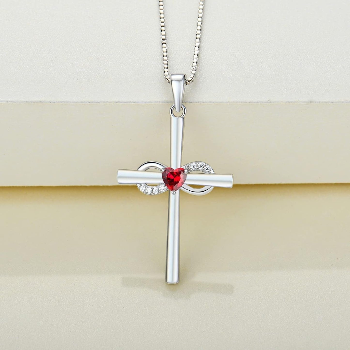 Infinity Cross Necklace Sterling Silver Crucifix Pendant Gemstones Criss Jewelry for Women