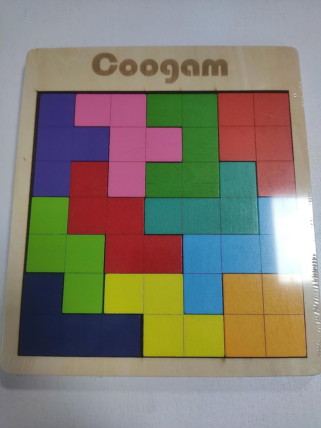 Wooden Puzzle Pattern Blocks Brain Teasers Game with 60 Challenges, 3D Russian Building Toy Wood Tangram Shape Jigsaw Puzzles Montessori STEM Educational Toys Gift for Kids Adults