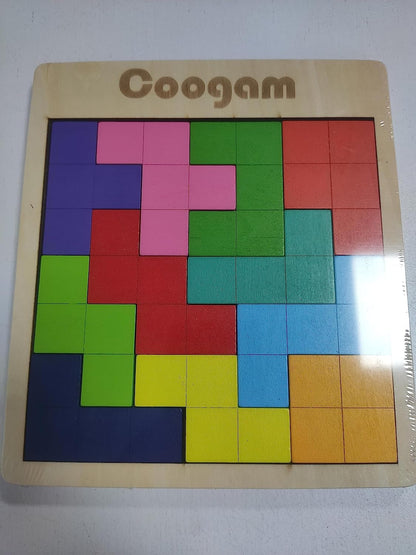 Wooden Puzzle Pattern Blocks Brain Teasers Game with 60 Challenges, 3D Russian Building Toy Wood Tangram Shape Jigsaw Puzzles Montessori STEM Educational Toys Gift for Kids Adults