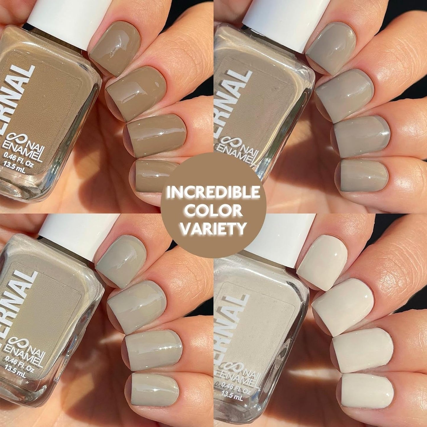 Brown Nail Polish Set for Women (BEACH WALK) - Beige Nail Polish Set for Girls - Long Lasting & Quick Dry Nail Polish Kit for Home DIY Manicure & Pedicure - Made in USA, 13.5Ml (Set of 4)