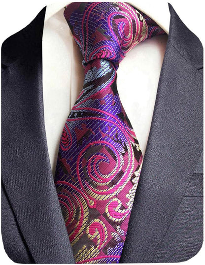 3.15"(8Cm) Fashion Striped Paisleyties Mens Plaid Flower Necktie for Wedding